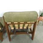 Groen Leren Stoel Met Eiken Hout Vintage Fauteuil thumbnail 11