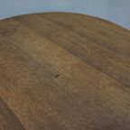 Brutalist Wabi-Sabi Ronde Eikenhouten Salontafel, Nederland 1960'S thumbnail 7