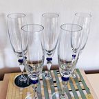 5X Vintage Champagneglas Donkerblauw Bolletje thumbnail 5