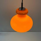 Midcentury Hanglamp Oranje Opaline, Chroom - Peill & Putzler thumbnail 5