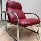 Vintage- Jaren '80 Fauteuil In Italiaans Rood Leer thumbnail 11