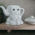 Witte Theepot / Koffiepot Hond Met Pet thumbnail 6