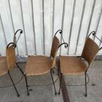 4 Wrought Iron Wicker Seat Dining Chairs From 1980 thumbnail 9