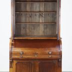 Grote En Praktische Antieke Engelse Mahoniehouten Boekenkast/ Secretaire Uit De 19e Eeuw thumbnail 3