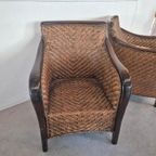 4 Art Deco Colonial Stijl Fauteuils Rotan thumbnail 10