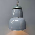 Grote Industriële Blauwgrijze Emaille Hanglamp thumbnail 3