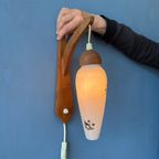 Teakhouten Wandlamp - Deense Opaline Glazen Wandlamp - Mid Century Sconce thumbnail 3