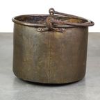 Grote Antieke Koperen Ketel/ Haardbak Met Hengsel thumbnail 7