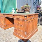 Klassieke Engelse Schrijftafel, Bureau, Partnerdesk, Met Led thumbnail 3