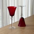 Set Of 4 Vintage Ruby Red Wine Glasses thumbnail 5