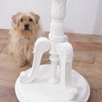 Grote Kalk Krijtwitte Brocante Staande Lamp Van Hout thumbnail 3
