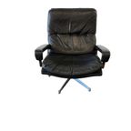 Vintage Zwart Lederen Fauteuil / Eenzit Andre Vandenbeuck thumbnail 22