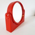 * Vintage Rood Oranje Retro Spiegel Badkamer Jaren 70 thumbnail 3