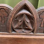 Paar Antieke Fauteuils In Gotische Stijl. thumbnail 5