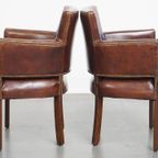 Geweldige Set Van 2 Cognac Kleurige Rundleren Ralph Lauren Design Eetkamerstoelen thumbnail 10