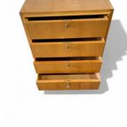 Vintage Houten Ladekast Kast – 4 Lades Met Metalen Grepen thumbnail 3