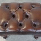 Sierlijke, Donkerbruine Rundleren Chesterfield Hocker thumbnail 7