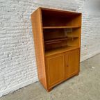Vintage Hoge Kast - Licht Hout - Met Vitrine En Deurtjes thumbnail 4