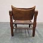 Vintage Safari Stoel Jaren 70 Fauteuil Leren Stoel thumbnail 5