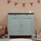 Groene Vintage Commode Met Grijs Marmeren Blad thumbnail 7