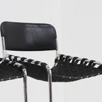 Vintage Italiaanse Stoelen Zwart Leer En Chroom, Jaren 70 thumbnail 9