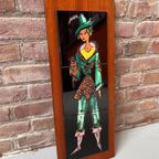 Mid Century Vrouwelijke Robin Hood, Vintage Wanddecoratie, Hout Met Tegels Jaren 60 thumbnail 5