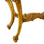 Vintage Italiaanse Barok Consoletafel En Kuifspiegel Met Marmeren Blad 1950's thumbnail 11