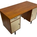 Vintage Bureau Desk Jaren 60 Teak Fineer Werkplek thumbnail 4