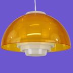 Zeer Zeldzame Ufo Designlamp In Geel Oranje Acrylplastic Met Witte Binnenkant - 1970 - Space Age thumbnail 2