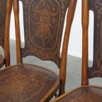 Set Van 4 Originele Antieke Jacob En Josef Kohn Bentwood Design Thonet Stoelen Uit Begin 20e Eeuw thumbnail 19