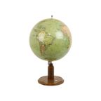 Vintage Wereldbol Globe Met Kompas Op Eiken Basis Jaren 40 thumbnail 9