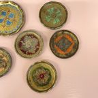 Set Florentijnse Italy Onderzetters 6 Stuks Vintage thumbnail 4