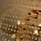 Xxxl Vintage Murano Teardrop Bruine Pegels Kroonluchter Goud Frame thumbnail 3