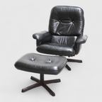 Vintage Design Fauteuil Met Voetenbank Zwart Leer Musterring, Göte Möbel - Jaren '60 | 01166 thumbnail 6