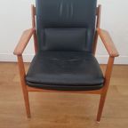Vintage Arne Vodder 341 Fauteuil In Teak En Leer thumbnail 13