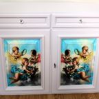 Zachtroze Brocante Kast “engeltjes” thumbnail 6