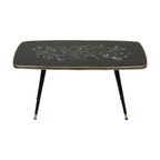 Fifties Rockabilly Salontafel Conische Poten Glazen Blad Bloemenmotief thumbnail 6