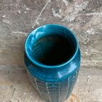 Grote Blauwe Keramiek Vaas Van Bay Keramik West Germany thumbnail 3