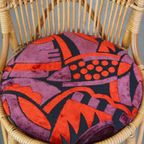 Set Van 4 Subtiele En Charmante Vintage Jaren ’60 Rotan Boho Stoelen Met Gestoffeerde Zitting thumbnail 8