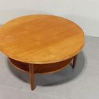 Vintage Mid Century Houten Salontafel, Rond thumbnail 16