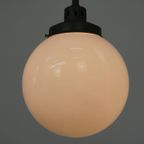 Leuke Vintage Glazen En Messing Bol Hang/ Plafondlamp Van Melkglas In Art Deco Stijl thumbnail 9