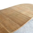 Brutalist Ovale Eettafel | Vintage Tafel | Eiken | Verlengbaar thumbnail 14