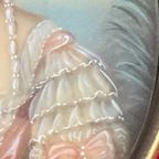 Prachtig Ingelijst Portret Van Een Dame, Miniatuur, 16 X 18 Cm thumbnail 5