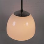 Oude Schoollamp Met Grote Glazen Bol In Opaalglas, Jaren 30 thumbnail 10