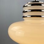 Mid-century White Glass And Chrome Pendant Lamp By Leclaire & Schäfer 1970 thumbnail 3