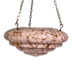 Art Deco - Hanging Flower Pot - Glass - Marbled Pink Pattern - Including Chains thumbnail 2