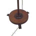 Vintage - Teak Wooden - Floor Lamp With Foldable Arm - Opaline Glass Shade - Denmark, Ca. 1950 thumbnail 6