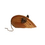 Vintage Grote Houten Muis Met Leren Oren, Jaren '70 thumbnail 2