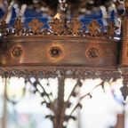 Large Antique Metal Chandelier thumbnail 11
