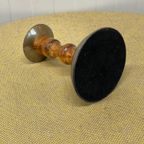 Hout & Koperen Kandelaar Brocante thumbnail 5